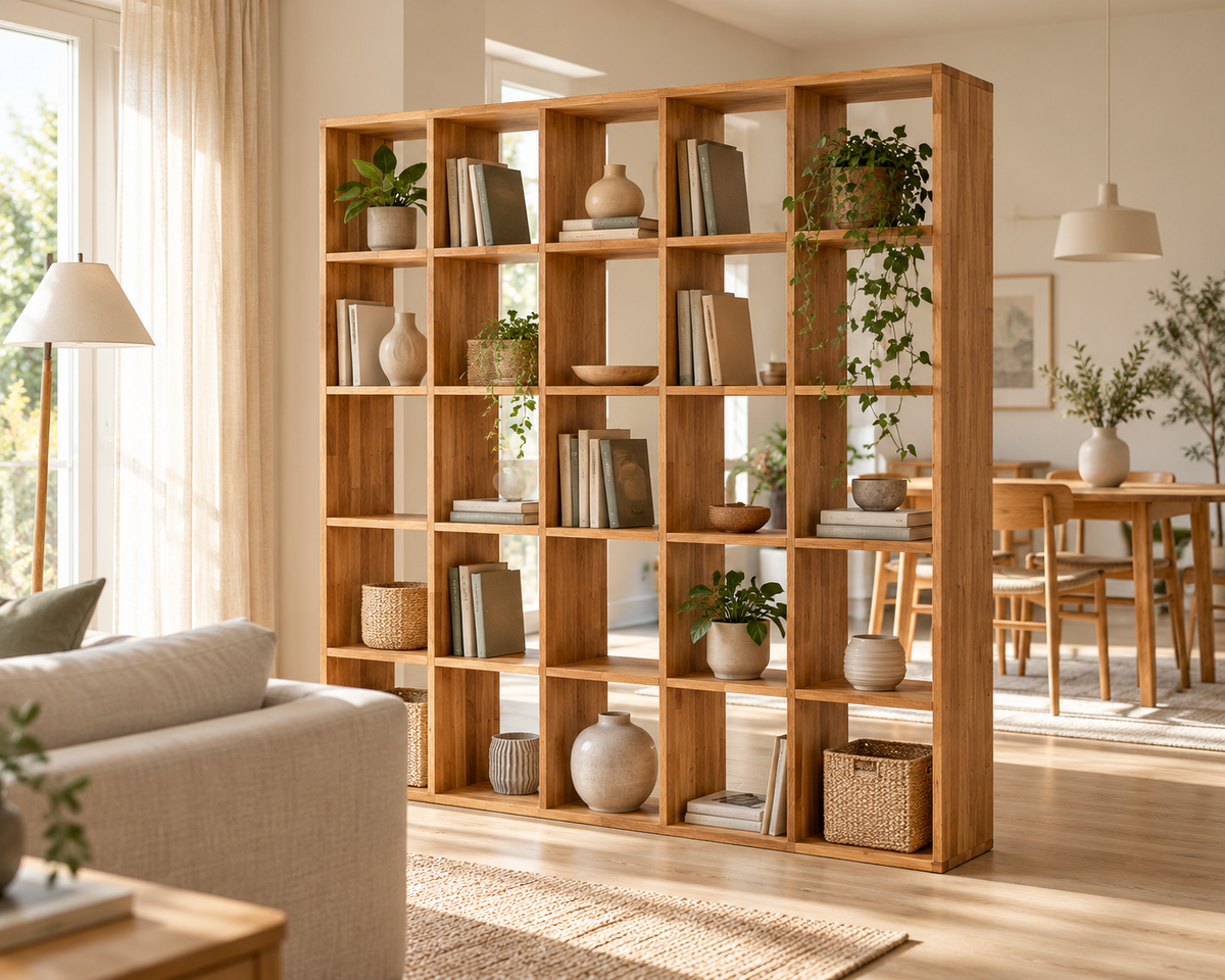 Estantería separador de ambientes: ideas y medidas