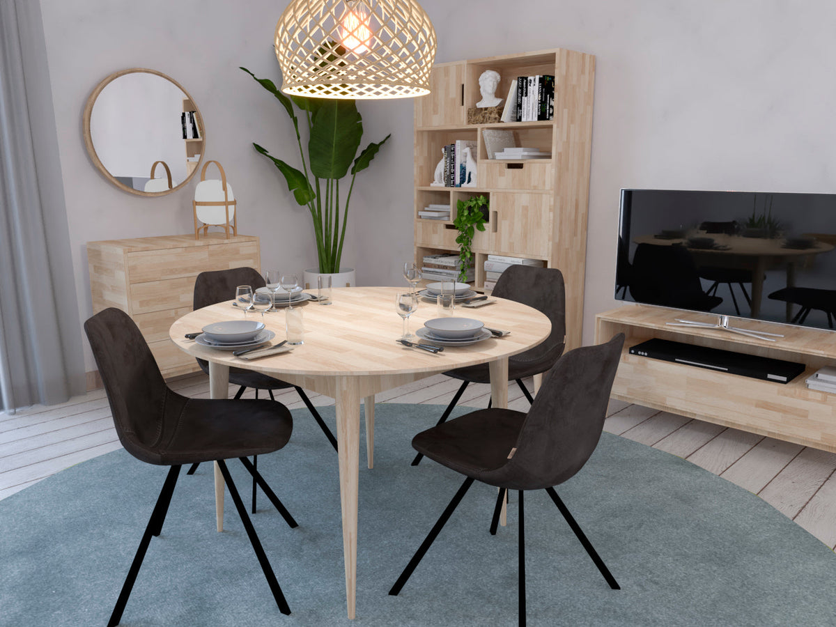 NordicStory mesa comedor redonda extensible de madera maciza de roble