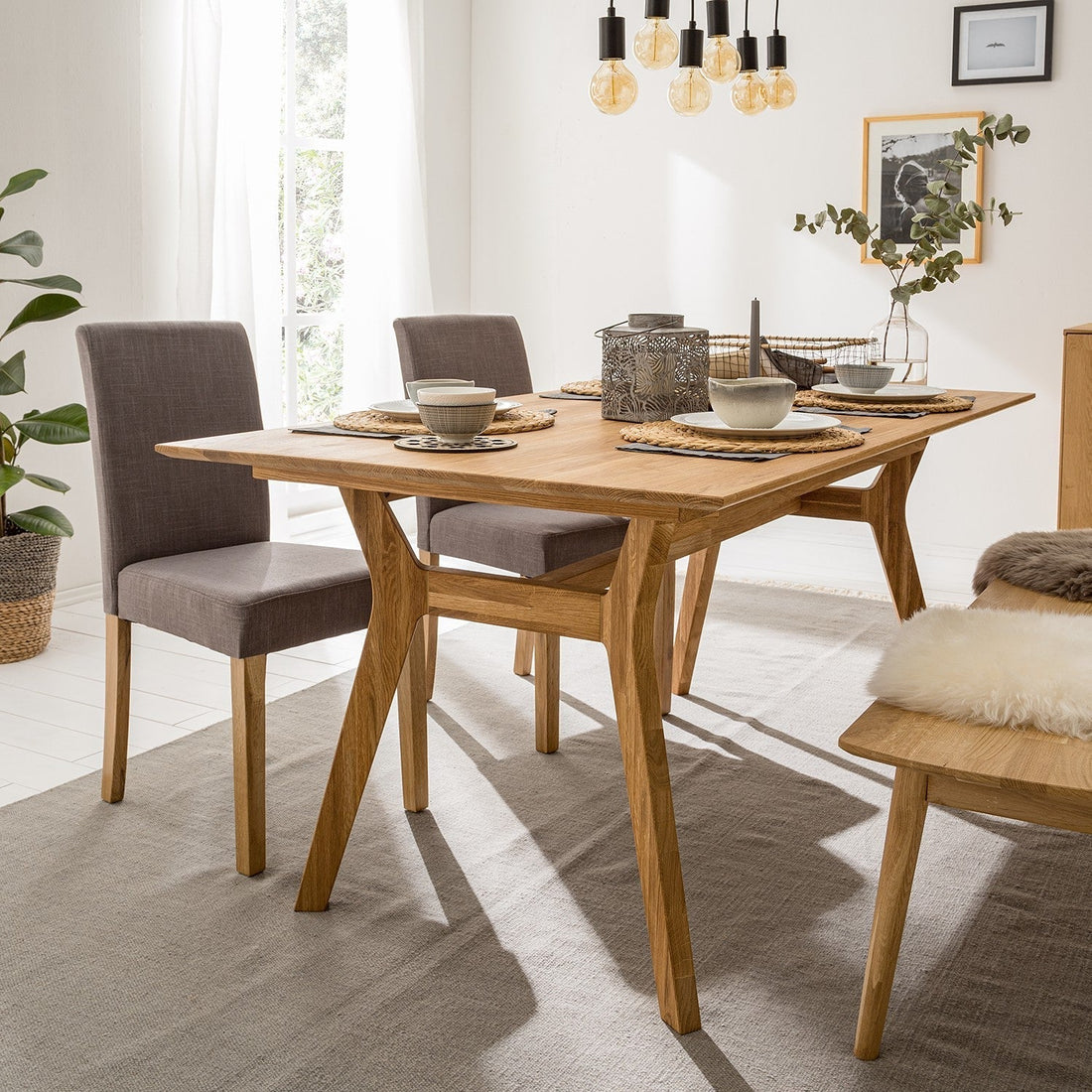 mesa de comedor rectangular extensible de madera maciza 