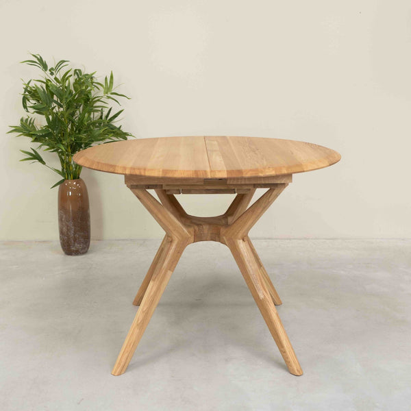 Mesa de comedor redonda y extensible de madera maciza roble Carmen | NordicStory