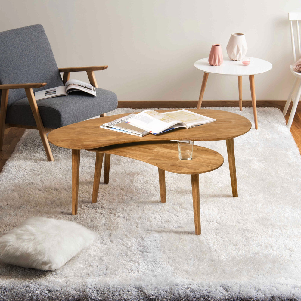 Mesa de centro apilables de madera maciza de roble Escandi | NordicStory