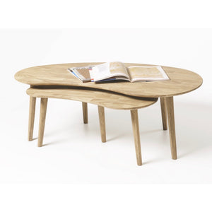 Mesa de centro apilables de madera maciza de roble Escandi | NordicStory