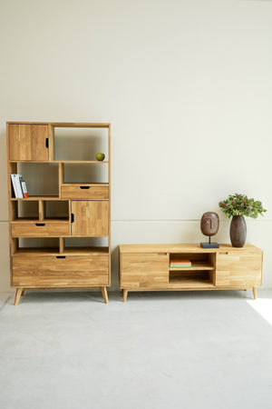 Mueble de TV de madera maciza de roble Escandi | NordicStory