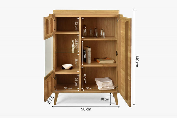 Armario Vitrina de madera maciza de roble Milan 3 | NordicStory