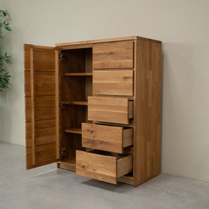 Aparador alto de madera maciza de roble Oregon 1.5 | NordicStory