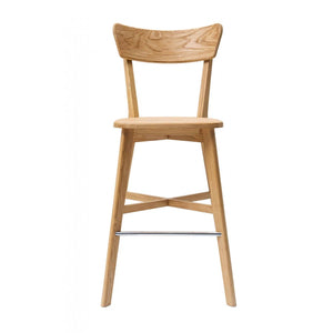Taburete de bar con respaldo de madera maciza de roble Diana | NordicStory