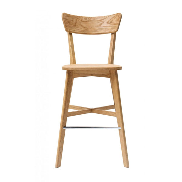 Taburete de bar con respaldo de madera maciza de roble Diana | NordicStory