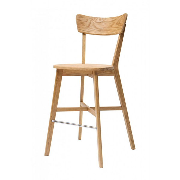 Taburete de bar con respaldo de madera maciza de roble Diana | NordicStory