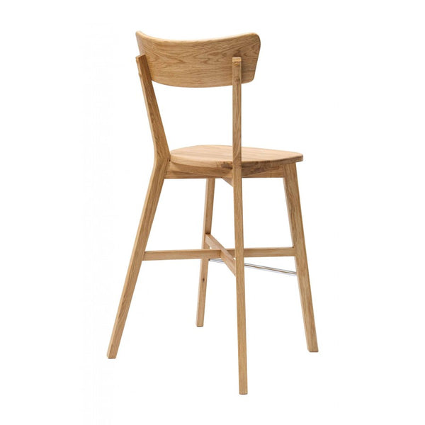 Taburete de bar con respaldo de madera maciza de roble Diana | NordicStory