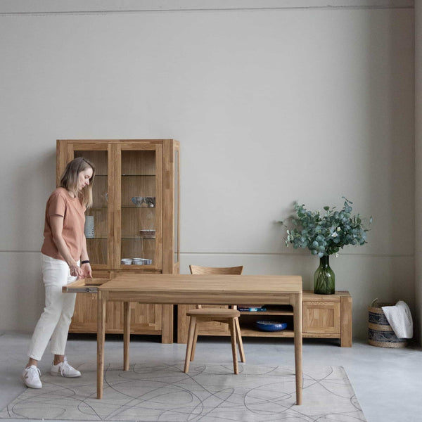 Mesa de comedor extensible de madera maciza de roble BERGAMO | NordicStory