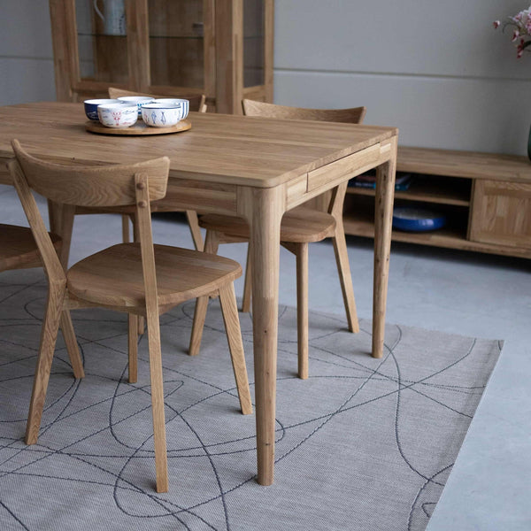 Mesa de comedor extensible de madera maciza de roble BERGAMO | NordicStory