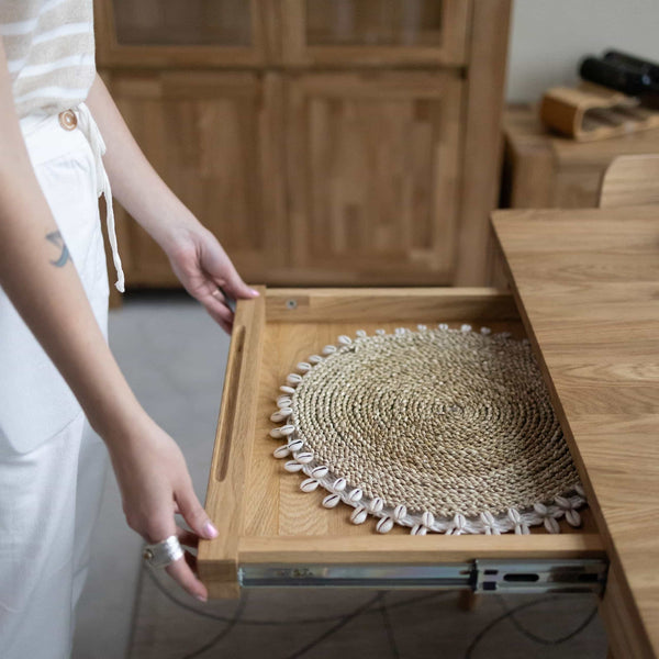 Mesa de comedor extensible de madera maciza de roble BERGAMO | NordicStory