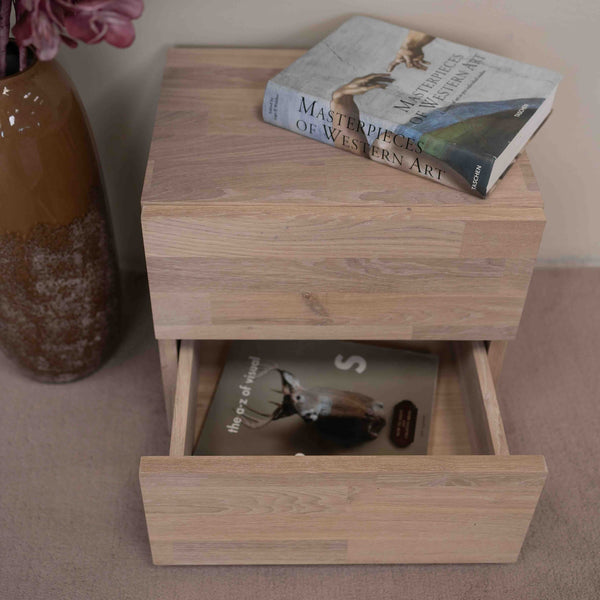 Mesita de noche de madera maciza de roble Denmark 2 | NordicStory