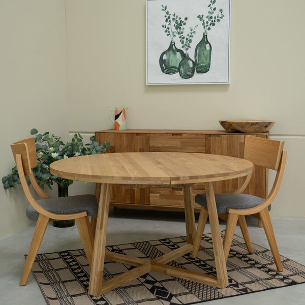 Mesa extensible de comedor de madera maciza de roble MOBY | NordicStory