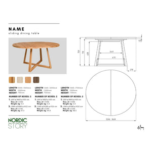 Mesa extensible de comedor de madera maciza de roble MOBY | NordicStory