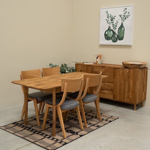 Mesa extensible de comedor de madera maciza de roble France | NordicStory