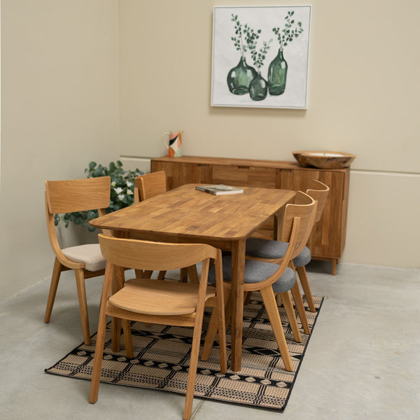Mesa extensible de comedor de madera maciza de roble France | NordicStory