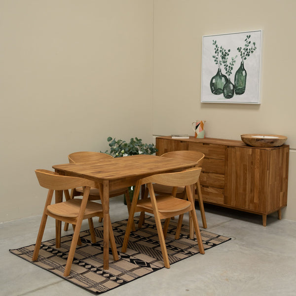 Mesa extensible de comedor de madera maciza de roble France | NordicStory