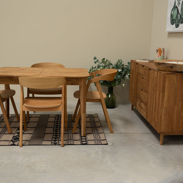 Mesa extensible de comedor de madera maciza de roble France | NordicStory