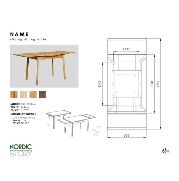 Mesa extensible de comedor de madera maciza de roble Mini 1 | NordicStory