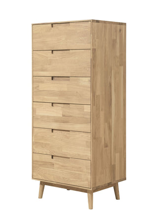 Cómoda alta de madera maciza de roble Escandi 6 | NordicStory