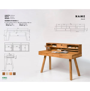 Mesa escritorio de madera maciza de roble Einstein 2 con estanteria flotante | NordicStory