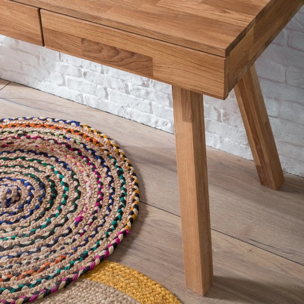 Mesa escritorio de madera maciza de roble Einstein 2 con estanteria flotante | NordicStory