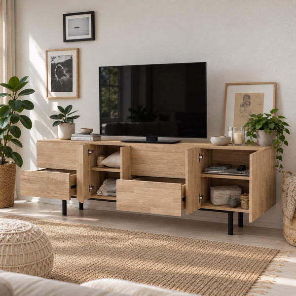 Mueble de TV de madera maciza de roble Wardi | NordicStory