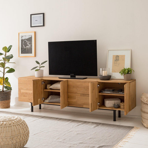 Mueble de TV de madera maciza de roble Wardi | NordicStory