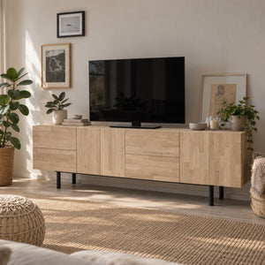Mueble de TV de madera maciza de roble Wardi | NordicStory