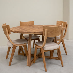 Pack de 2 o 4 Sillas de Comedor de Madera Maciza de Roble Lucas, tapizado Gris o Beige | NordicStory