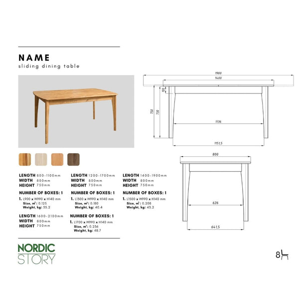 Mesa extensible de comedor de madera maciza de roble Monty | NordicStory