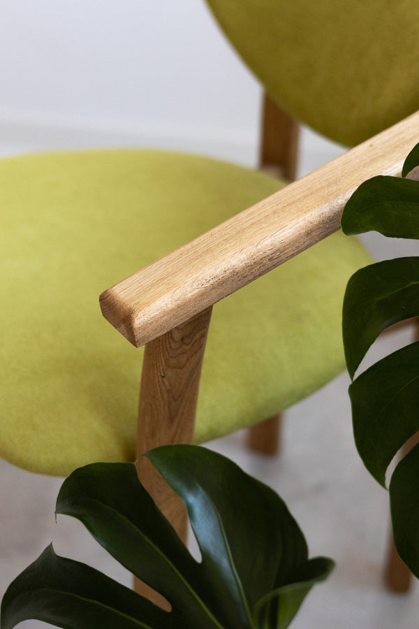 Pack de 2 o 4 Sillas de Comedor Alexis, Estructura de Madera Maciza de Roble, Tapizado en Color Verde Vida | NordicStory