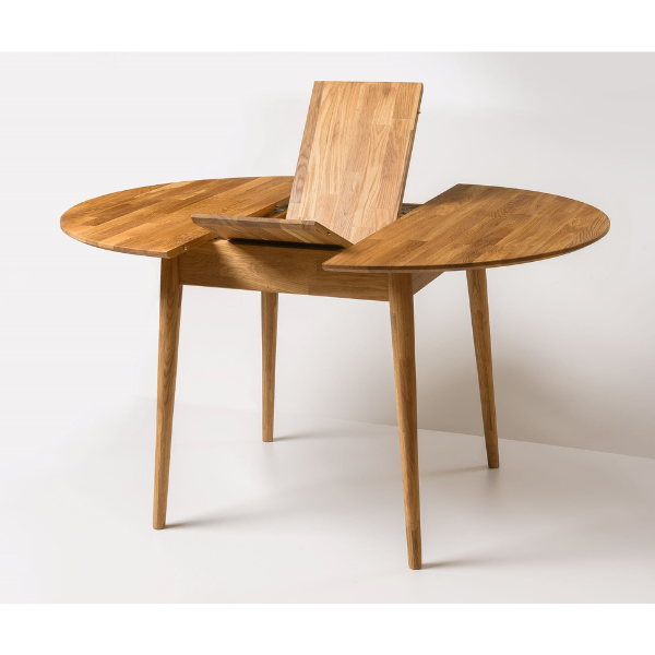 Mesa de comedor redonda y extensible de madera maciza de roble Escandi 5 | NordicStory