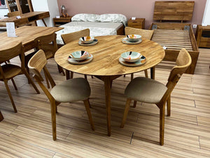 Mesa de comedor redonda y extensible de madera maciza de roble Escandi 5 | NordicStory