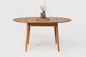 Mesa de comedor redonda y extensible de madera maciza de roble Escandi 5 | NordicStory