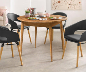 Mesa de comedor redonda y extensible de madera maciza de roble Escandi 5 | NordicStory