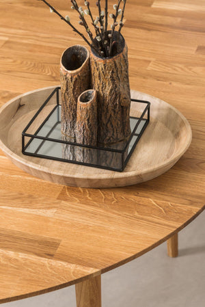 Mesa de comedor redonda y extensible de madera maciza de roble Escandi 5 | NordicStory