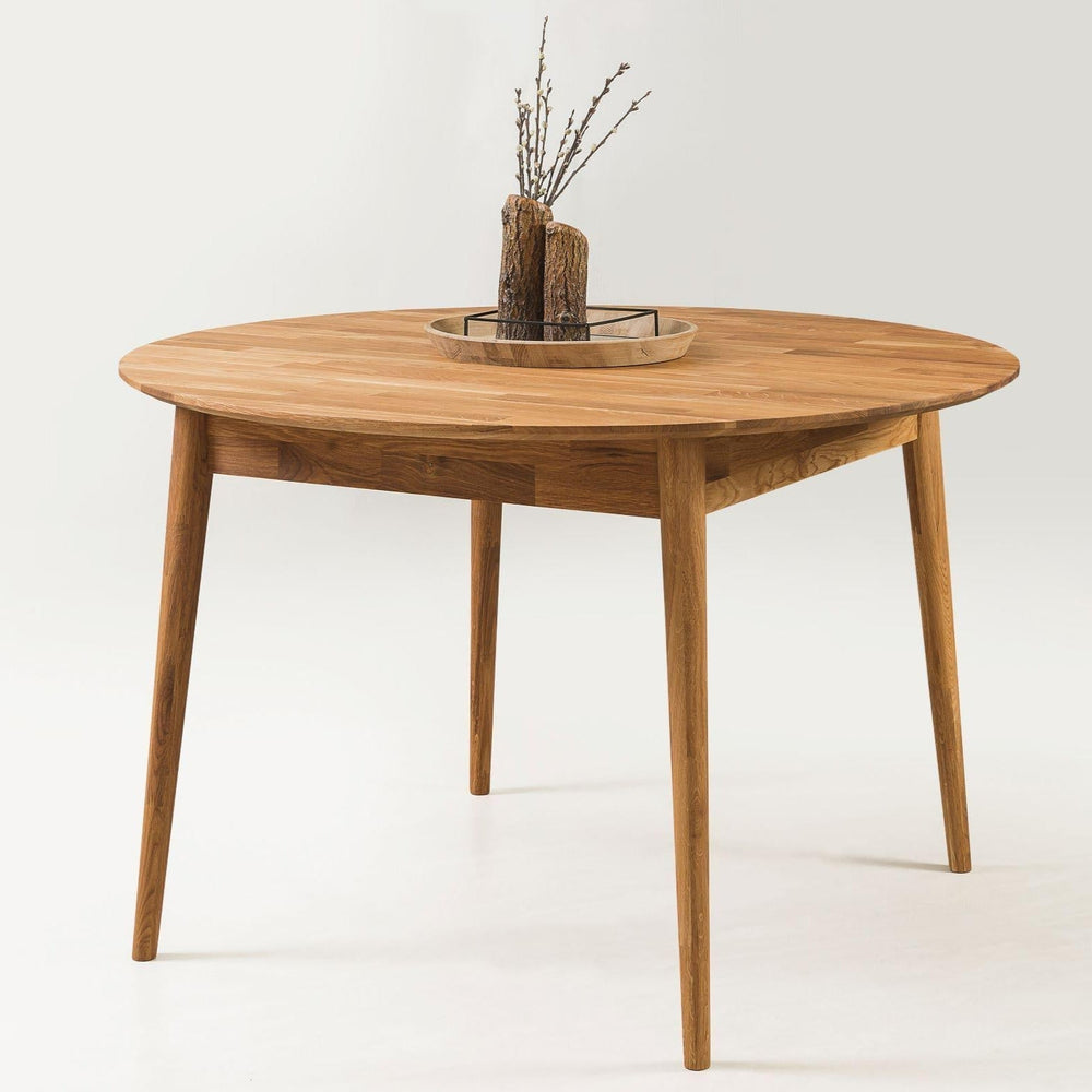 Mesa de comedor redonda y extensible de madera maciza de roble Escandi 5 | NordicStory