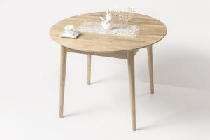 Mesa de comedor redonda y extensible de madera maciza de roble Escandi 5 | NordicStory