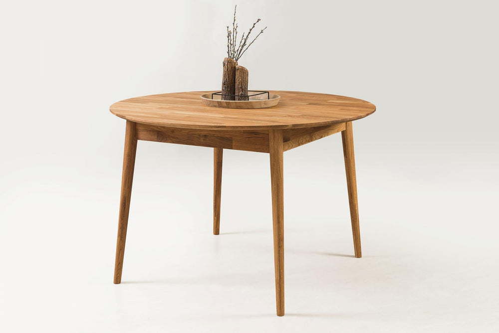 Mesa de comedor redonda y extensible de madera maciza de roble Escandi 6 | NordicStory