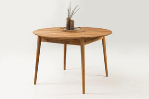 Mesa de comedor redonda y extensible de madera maciza de roble Escandi 6 | NordicStory