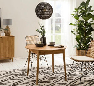 Mesa de comedor redonda y extensible de madera maciza de roble Escandi 6 | NordicStory