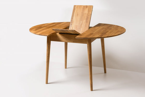 Mesa de comedor redonda y extensible de madera maciza de roble Escandi 6 | NordicStory