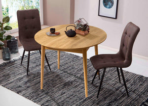 Mesa de comedor redonda y extensible de madera maciza de roble Escandi 6 | NordicStory