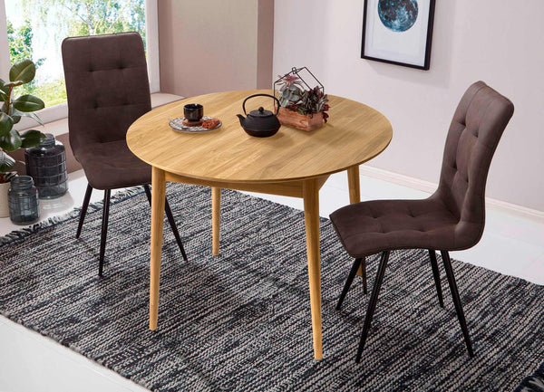 Mesa de comedor redonda y extensible de madera maciza de roble Escandi 6 | NordicStory