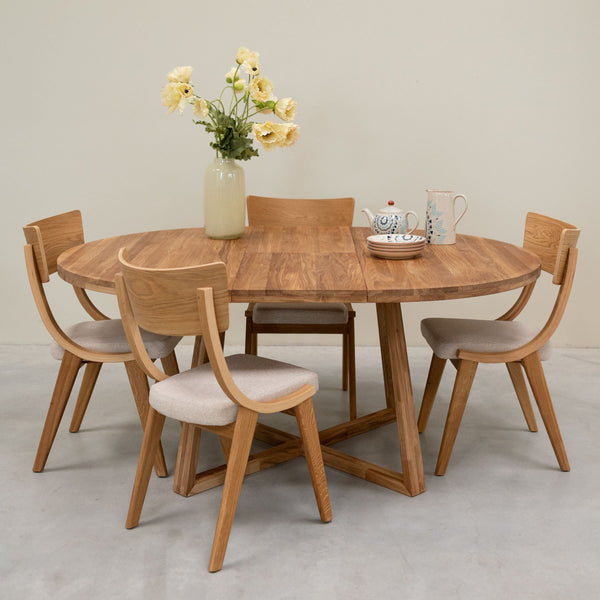 Pack de 2 o 4 Sillas de Comedor de Madera Maciza de Roble Lucas, tapizado Gris o Beige | NordicStory