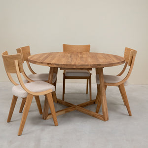 Pack de 2 o 4 Sillas de Comedor de Madera Maciza de Roble Lucas, tapizado Gris o Beige | NordicStory