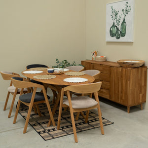 Mesa extensible de comedor de madera maciza de roble Carmen | NordicStory