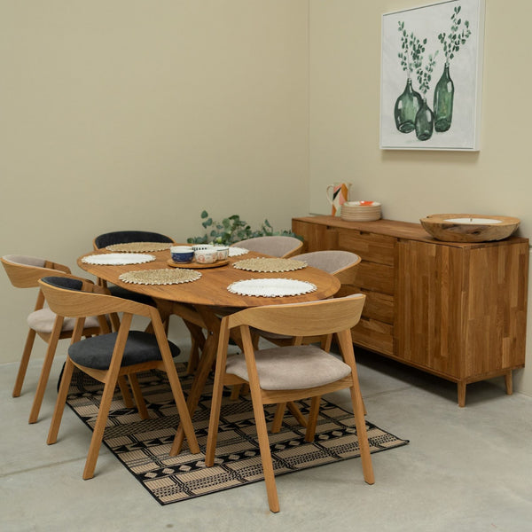 Mesa extensible de comedor de madera maciza de roble Carmen | NordicStory